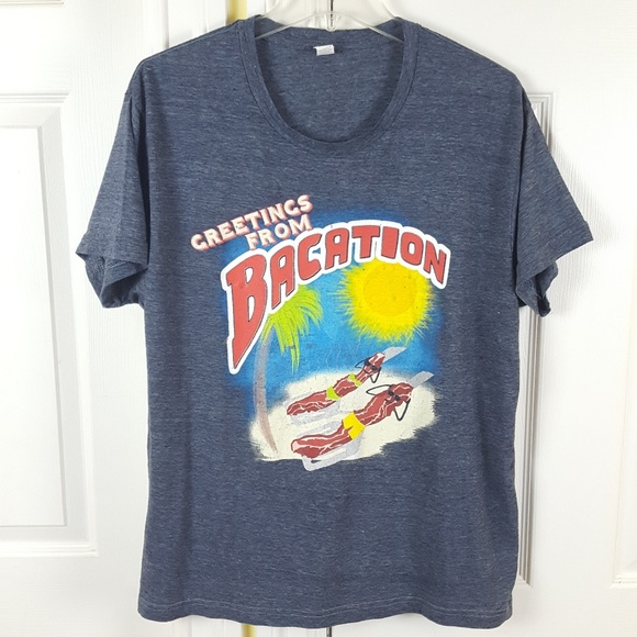Greetings from Bacation Bacon Graphic Tee Shirt L - Picture 1 of 6